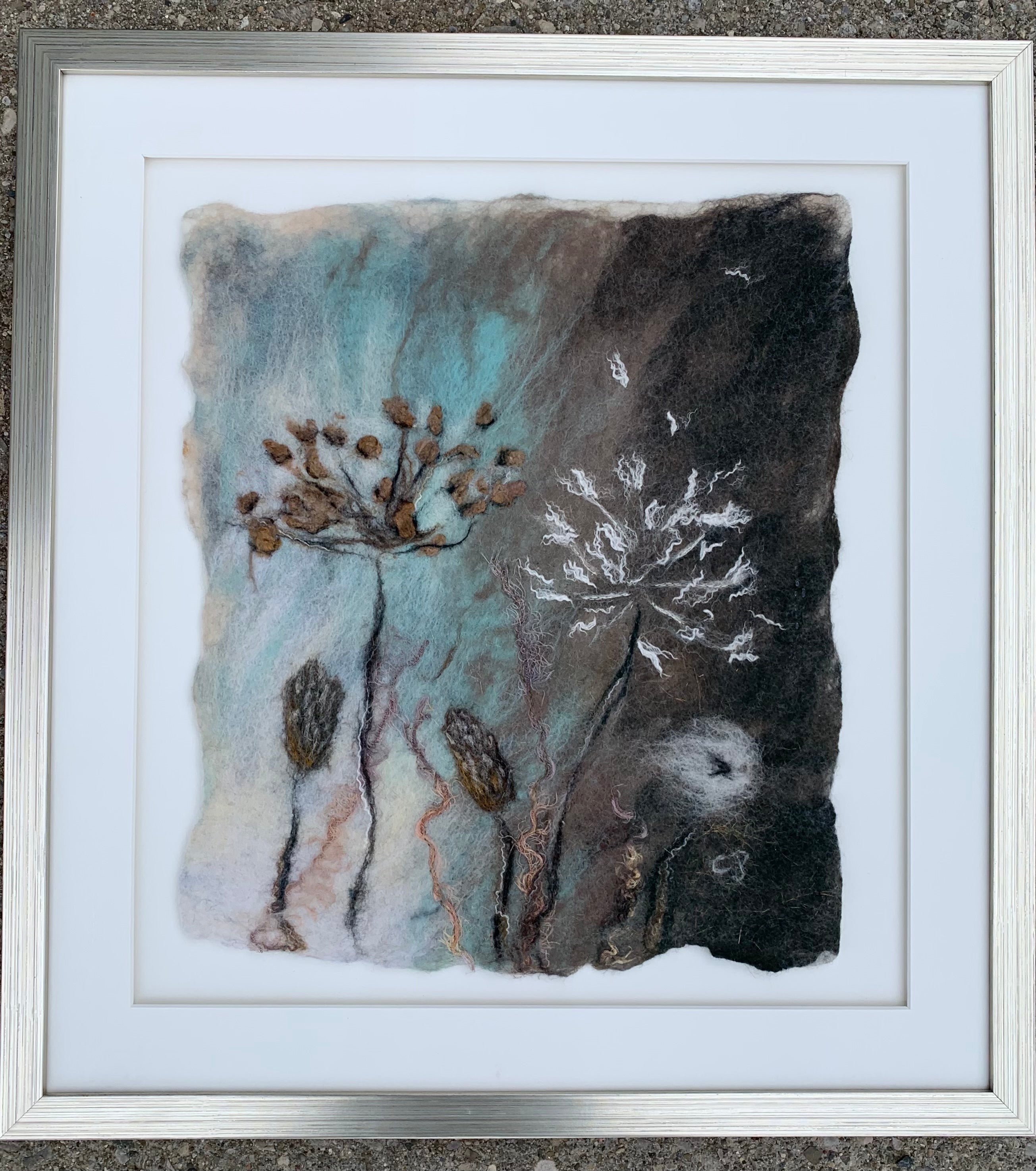 A Soft Place To Land - Framed Wet Felted Wool Art (SOLD)