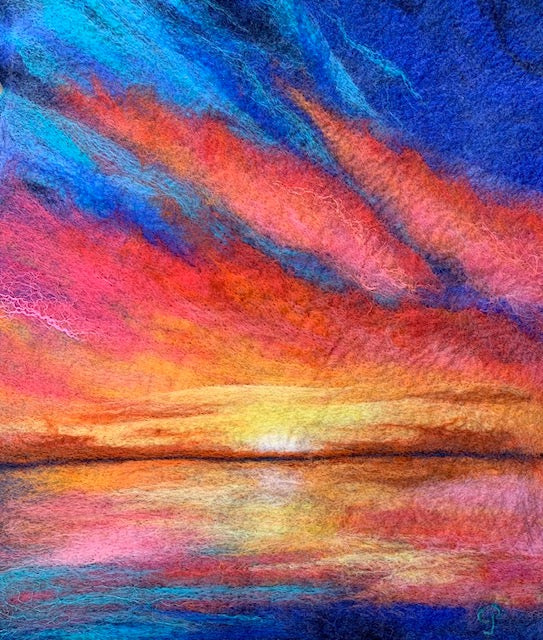 Tequila Sunrise - Framed Wet Felted Wool Painting